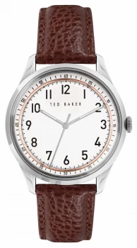 Image of Ted Baker Daquir White Dial Brown Leather Strap Watch