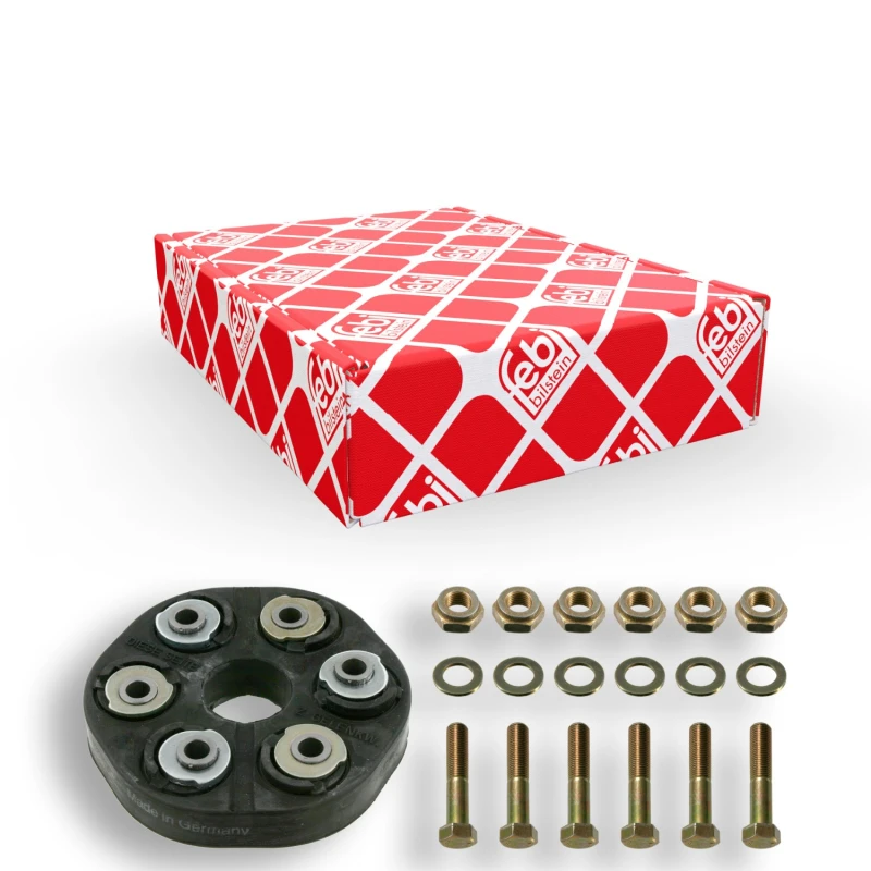 Image of FEBI BILSTEIN 03907 Drive Shaft Coupler with washers, with nuts, Ø: 132mm, Bolt Hole Circle Ø: 90mm, OE Turbo NEW Joint,propeller shaft (1427)