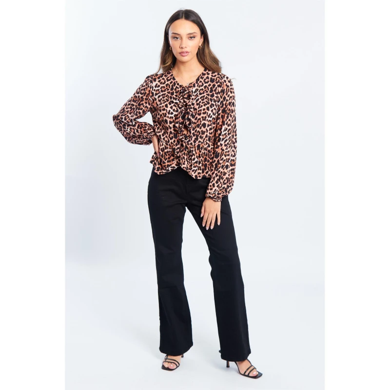 Image of Be You Tie Front Top Womens - Brown Brown 8