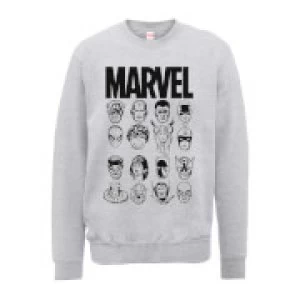 Image of Marvel Multi Heads Mens Grey Sweatshirt - L - Grey