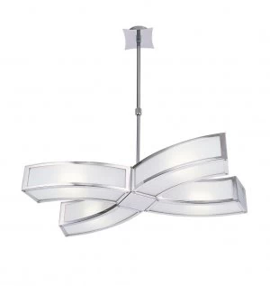 image of E27 Ceiling Pendant 4 Light E27, Polished Chrome, White Acrylic