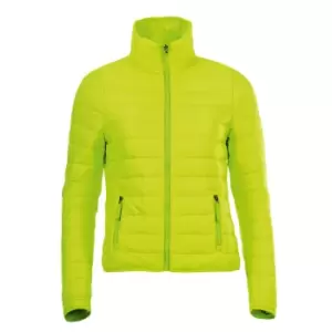 image of SOLS Womens/Ladies Ride Padded Water Repellent Jacket (M) (Neon Green)