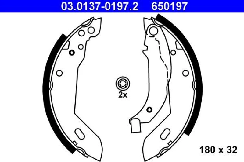 Image of ATE 03.0137-0197.2 Brake Shoes with lever Brake Shoe Set (70)