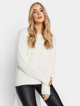 Image of Long Tall Sally Ivory Cable Knit Jumper, Cream, Size 14-16, Women