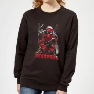 Image of Marvel Deadpool Ready For Action Womens Sweatshirt - Black - XS