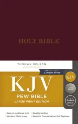 Image of KJV Pew Bible Large Print Hardcover Burgundy Red Letter Edition Comfort Print by Thomas Nelson