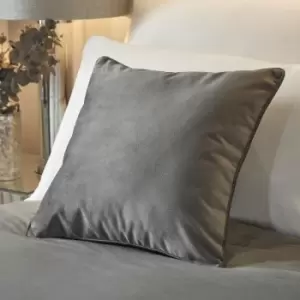 image of Melanie Glamourous Velvet Piped Edge Filled Cushion, Slate, 43 x 43cm - Soiree