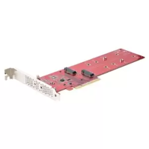 image of StarTech.com Dual M.2 PCIe SSD Adapter Card PCIe x8 / x16 to Dual NVMe or AHCI M.2 SSDs PCI Express 4.0 7.8GBps/Drive Bifurcation Required - Windows/L