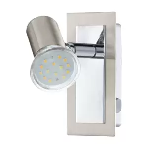 Image of Wall Light Colour Satin Nickel Chrome Plated Rocker Switch Bulb GU10 1x5W