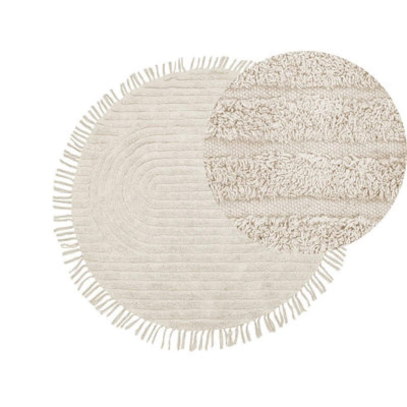Image of Beliani Rug Halfeti Light Beige 140 Cm Cotton