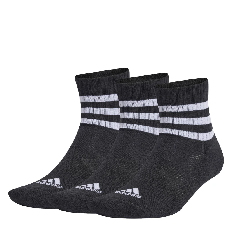 Image of adidas 3-Stripes Cushioned Sportswear Mid-Cut Socks 3 Pairs - Black C8 - C13