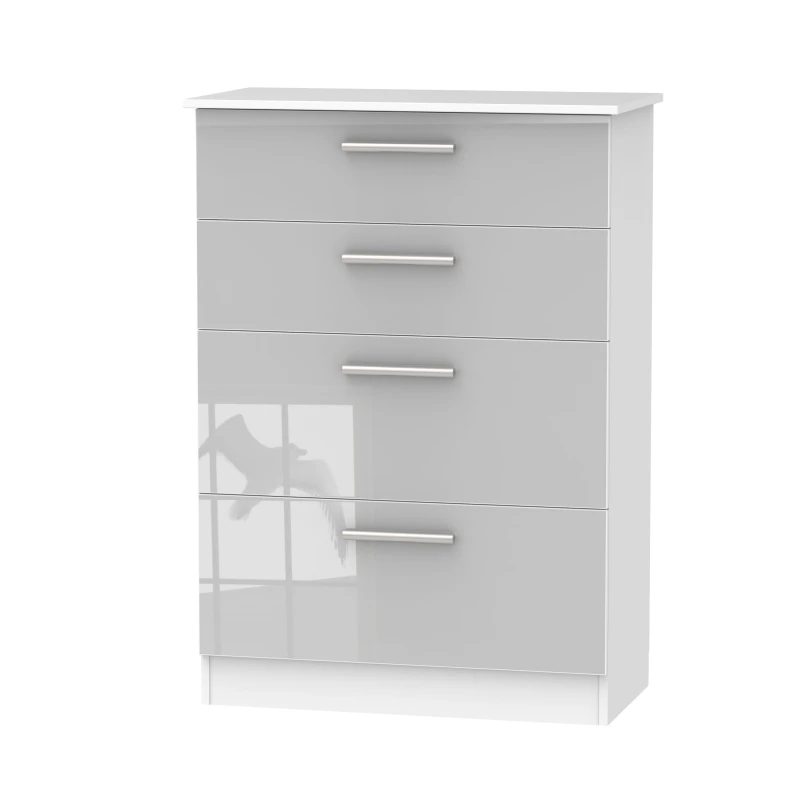 Image of Trent 4 Drawer Deep Chest Of Drawers In Grey & White (Ready Assembled)
