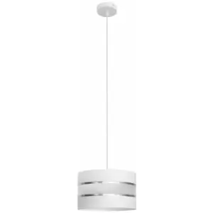 Helam Lighting - Helam Helen Cylindrical Pendant Ceiling Light White, Silver 25cm