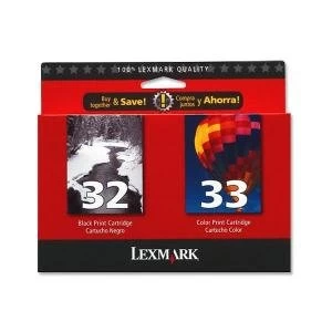 Lexmark 32 Black & 33 Tri Colour Ink Cartridge