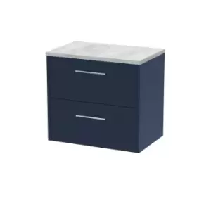 image of Hudson Reed Juno 600mm Wall Hung 2 Drawer Vanity & Bellato Grey Laminate Top - Electric Blue