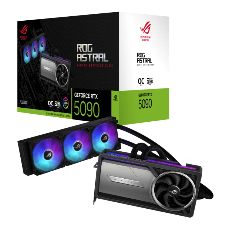 Image of ASUS ROG Astral LC NVIDIA GeForce RTX 5090 32GB GDDR7 OC Edition Liquid Cooled Graphics Card - 90YV0LW2-M0NA00