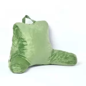 Image of Green Reading Pillow Memory Foam Filling & Velvet Cover, Standard - Green - Homescapes