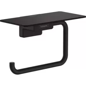 image of Hansgrohe AddStoris Roll Holder with Shelf Matt in Black Metal