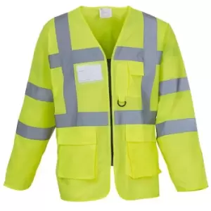 Yoko Mens Executive Hi-Vis Long Sleeve Safety Waistcoat (Pack of 2) (L) (Hi-Vis Yellow)