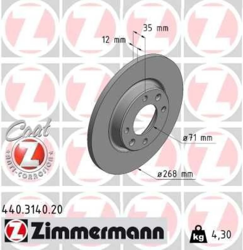 Image of ZIMMERMANN Brake disc ZIMMERMANN 440.3140.20