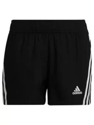 Image of Adidas Older Girls Aeroready 3 Stripe Shorts, Black/White, Size 7-8 Years, Women