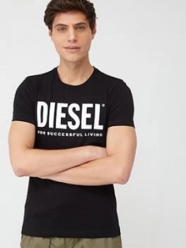 image of Diesel Large Logo Short Sleeve T-Shirt - Black, Size 2XL, Men