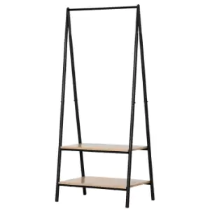 Image of HOMCOM 2-Tier Garment Rack, Storage Shelves - Black