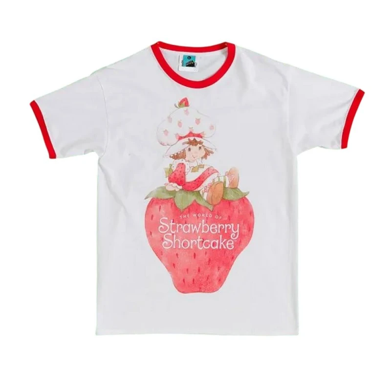 Image of Strawberry Shortcake Mens Artwork T-Shirt in White Size: Medium White Male M