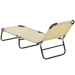 image of Outsunny Folding Sun Lounger Chair - Beige