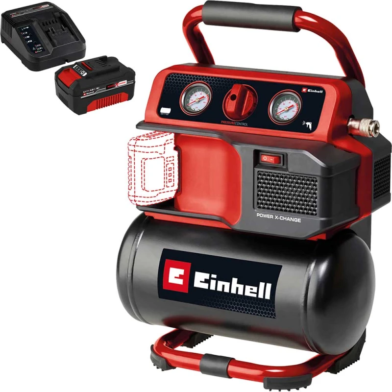Image of Einhell TE-AC 18/75 Li OF 18v Cordless Oil Free Air Compressor 5 Litre TE-AC 18/75 Li OF Batteries: 1 x 4ah Li-ion