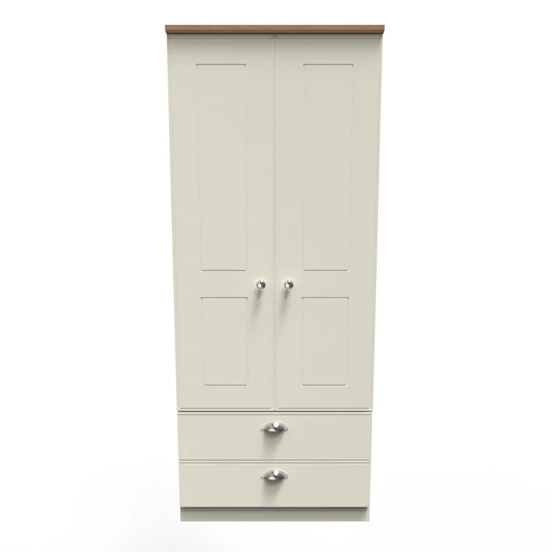 Image of Ready Assembled 2 U Albert 2 Door 2 Drawer Wardrobe (Ready Assembled) Cream