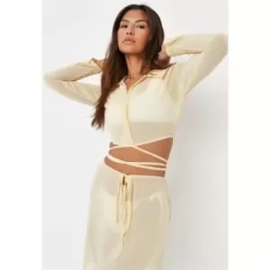 Image of Missguided Tie Waist Crop Top - Yellow