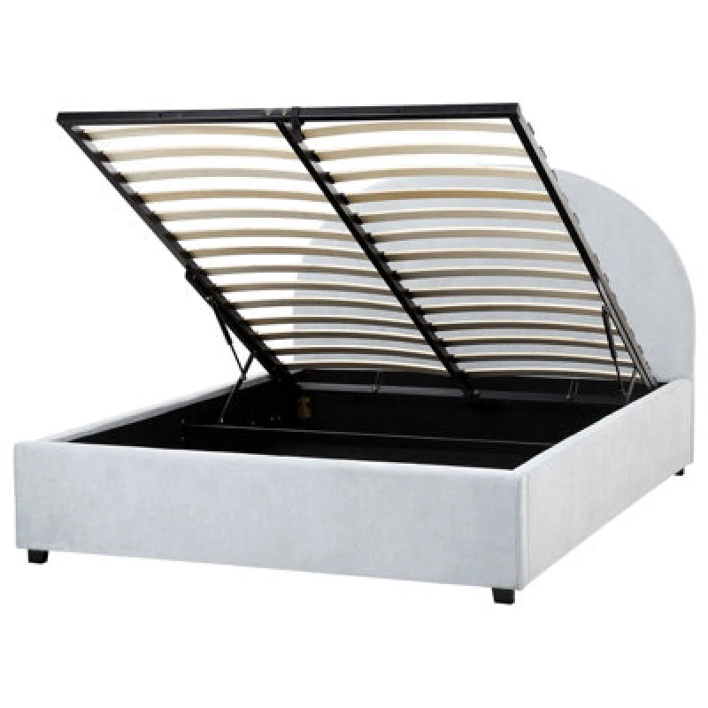 Image of Beliani Ottoman Bed Chenille Vaucluse 140 X 200 Cm (Eu Double) Light Blue
