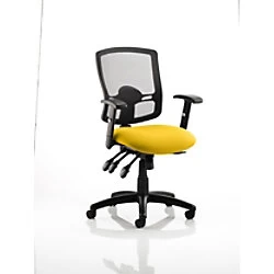 Image of Dynamic Independent Seat & Back Task Operator Chair Height Adjustable Arms Portland III Black Back, Senna Yellow Seat Without Headrest Medium Back
