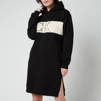 Image of Calvin Klein Jeans Womens Monogram Blocking Hoodie Dress - CK Black - S