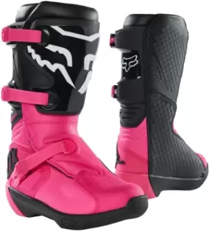 Image of FOX Comp Youth Motocross Boots, black-pink, Size 38, black-pink, Size 38