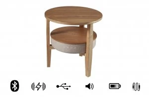 Image of Koble Wireless charging Bluetooth Side Table - Oak Effect