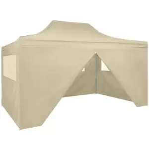 image of Foldable Tent Pop-Up with 4 Side Walls 3x4.5 m Cream White Vidaxl White