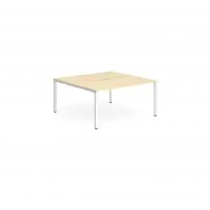 Image of B2B White Frame Bench Desk 1200 Maple 2 Pod