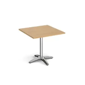 Image of Roma square dining table with 4 leg chrome base 800mm - oak