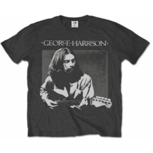 image of George Harrison Live Portrait Mens Charcoal T Shirt: X Large