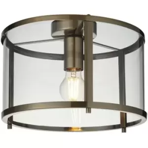 Image of Endon Hopton Decorative Flush Ceiling Lamp Antique Brass
