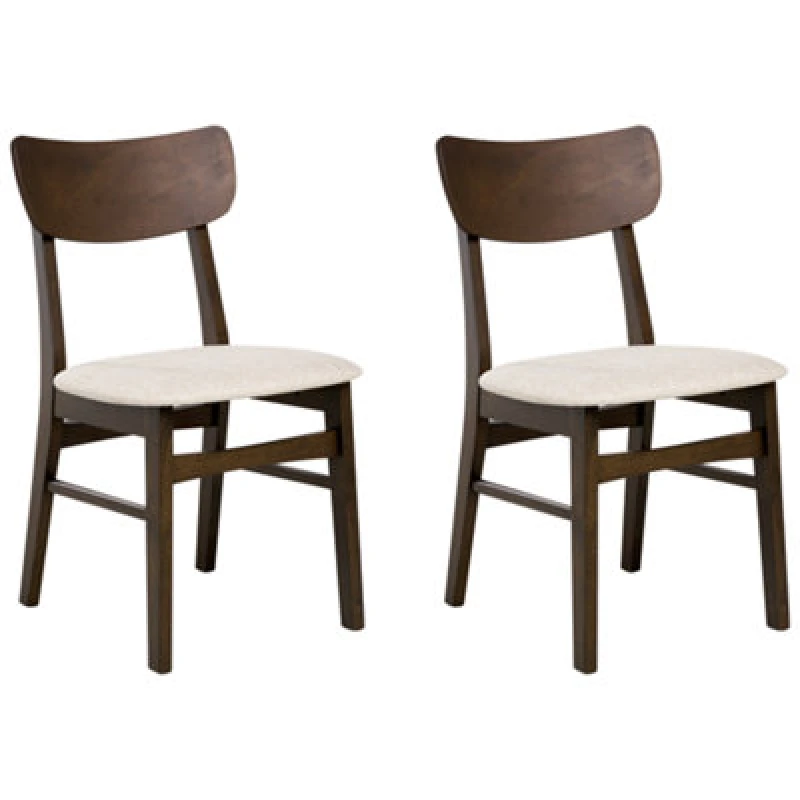 Image of Beliani Set Of 2 Dining Chairs Anoka Wood Dark Brown/ Beige