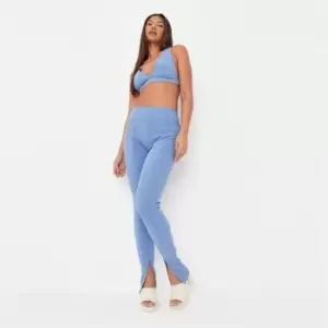 Missguided Coord Fine Rib Plunge Bralet - Blue