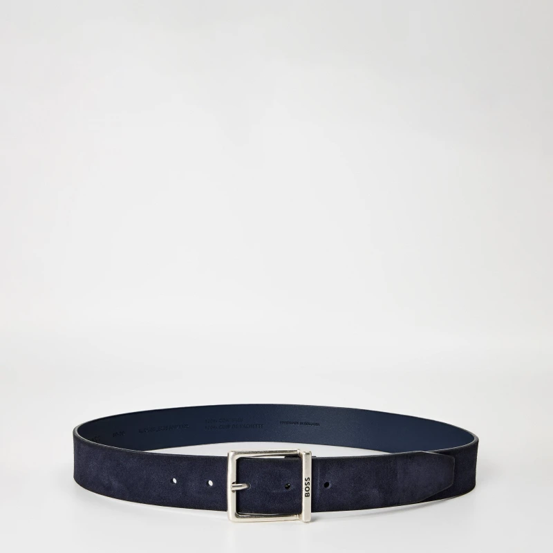 Image of Boss Mens Rudy Leather Belt Dark Blue male 40R (105cm)
