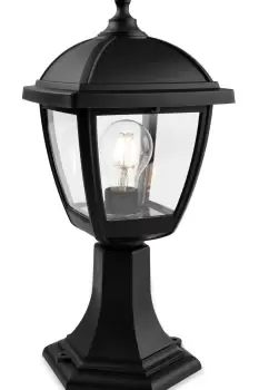 image of Palma Outdoor Pedestal Light 4 Panel Black IP44 E27