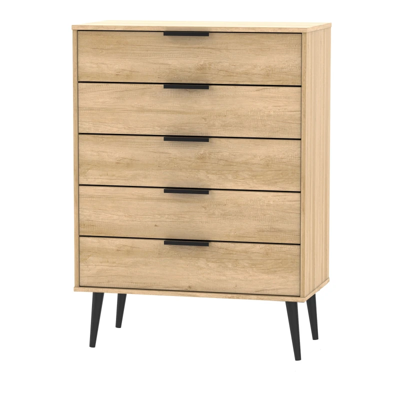 Image of Fuji 5 Drawer Chest In Nebraska Oak (Ready Assembled)