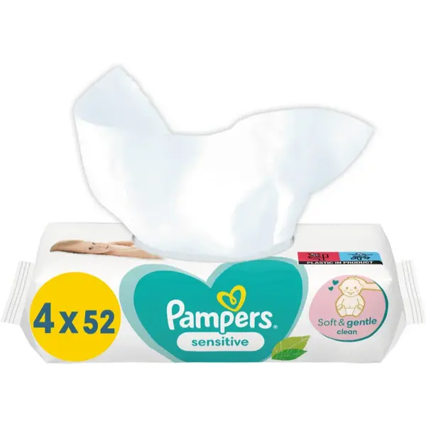 image of Pampers Sensitive 4x52 Wet Wipes