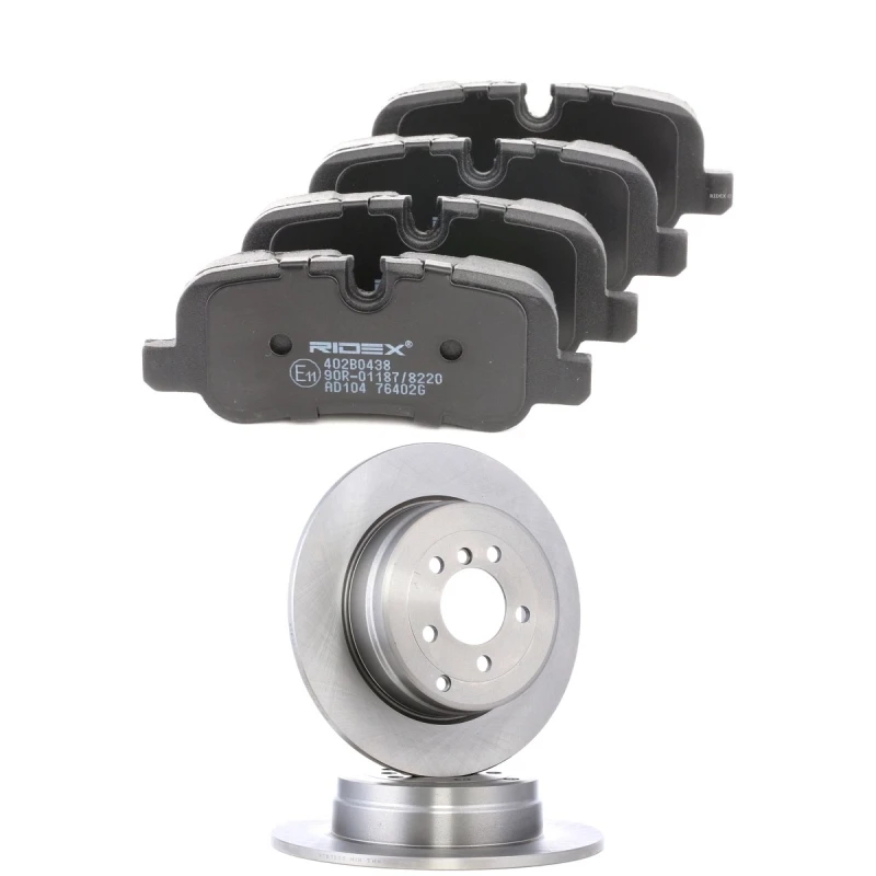 Image of RIDEX 3405B2464 Brake disc and pads set Rear Axle, Brake Disc Type: Solid, prepared for wear warning indicator Brake Set,disc brakes (3405)