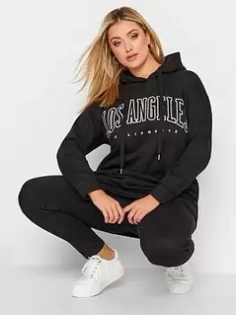 image of Yours Logo Hoody Sweatshirt - Black, Size 18, Women